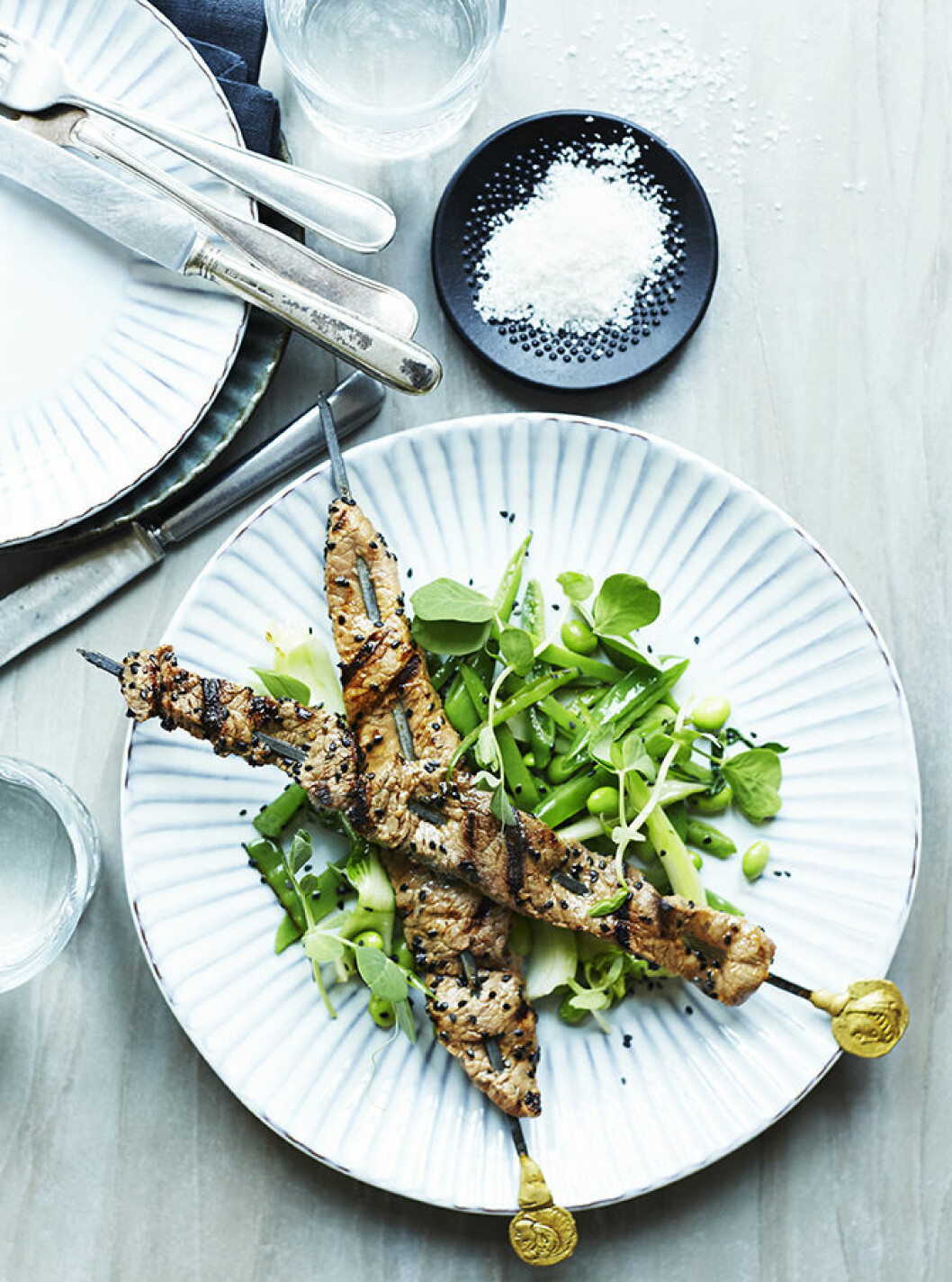 Sesamkryddade grillspett. Recept grillspett