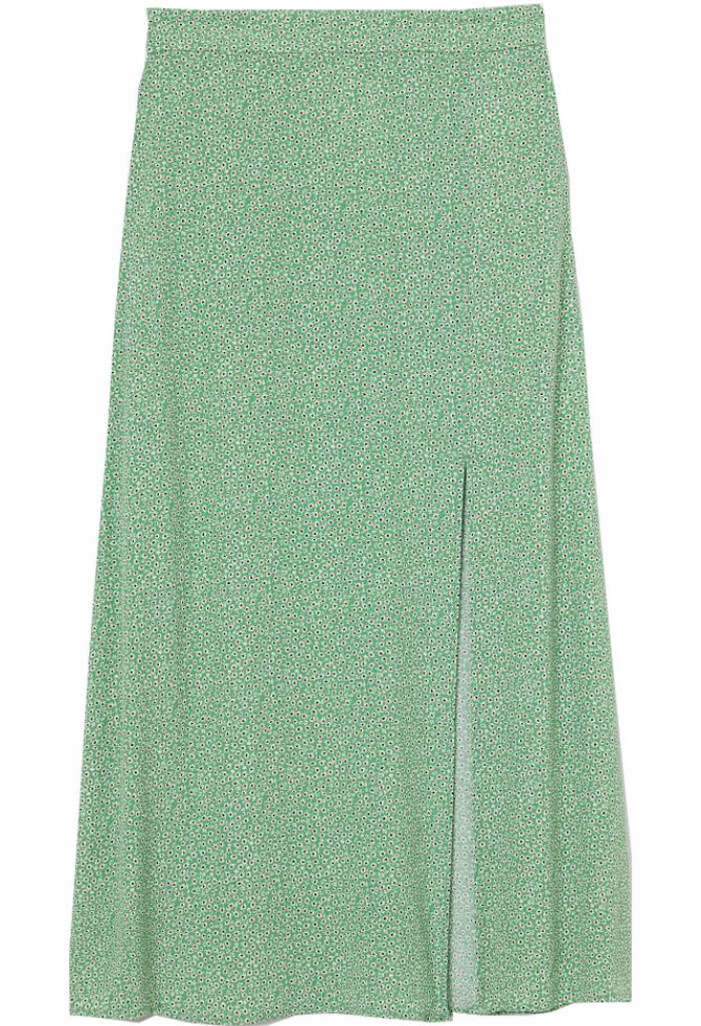 grön blommig midikjol från H&M