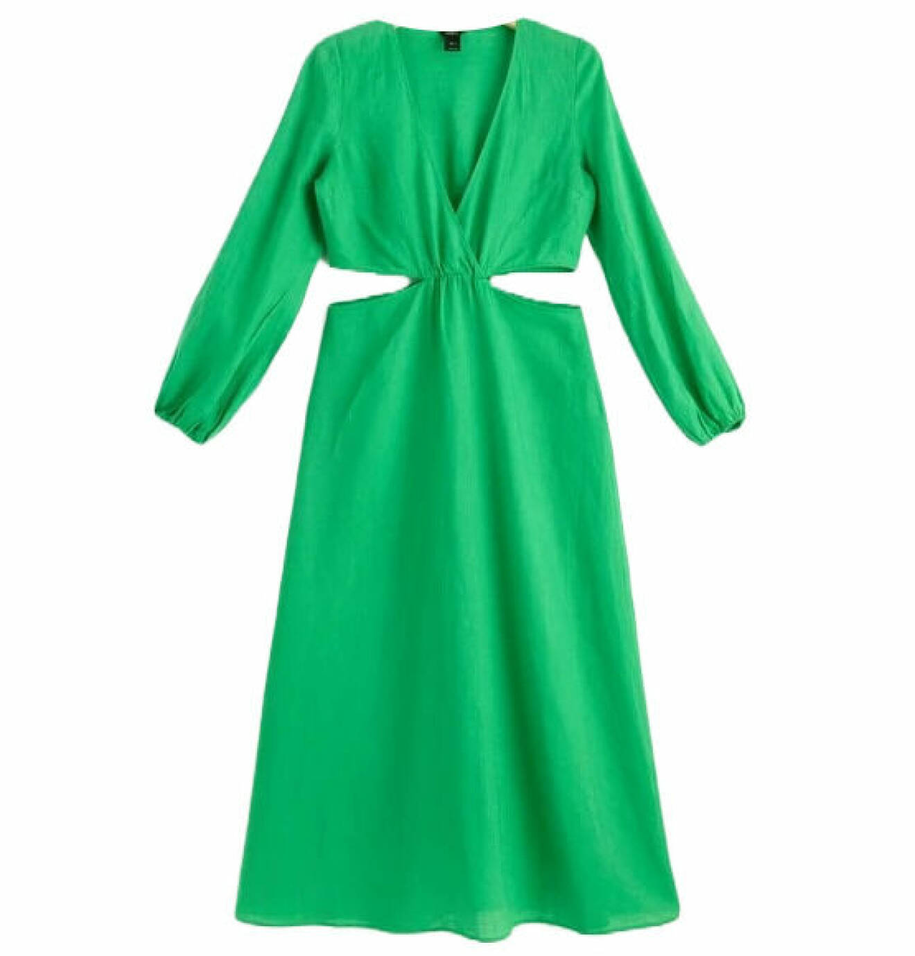 grön klänning i linne från lindex