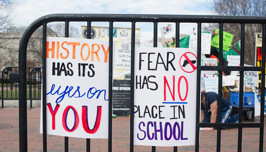 Demonstrationer och banderoller efter skolskjutningen i Parkland, Florida.