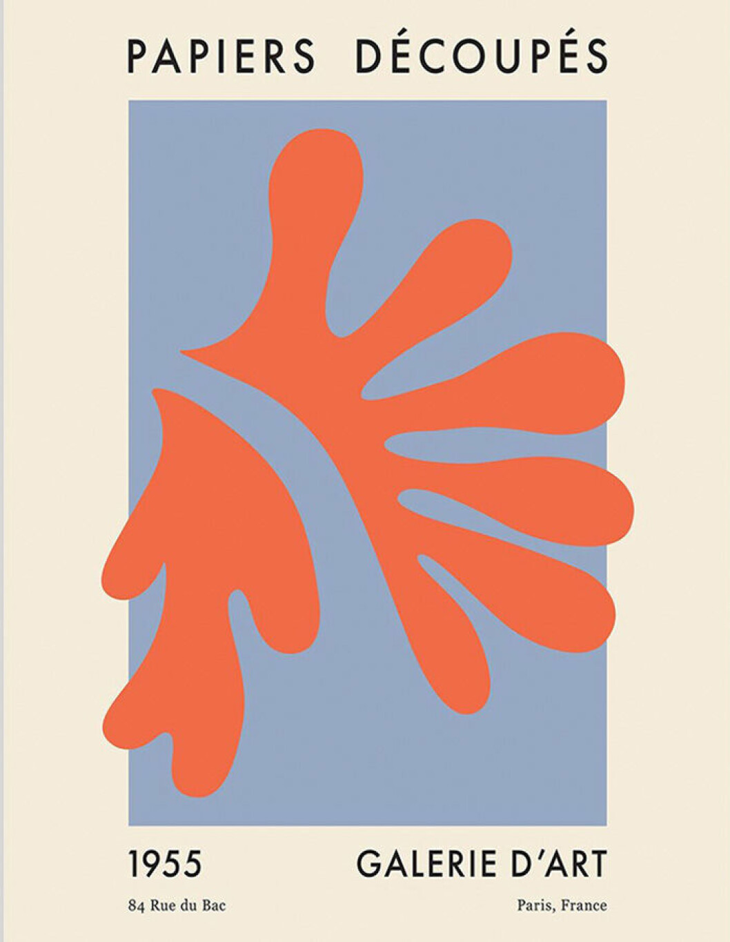 affiche inspirée par matisse bleu et orange h&m