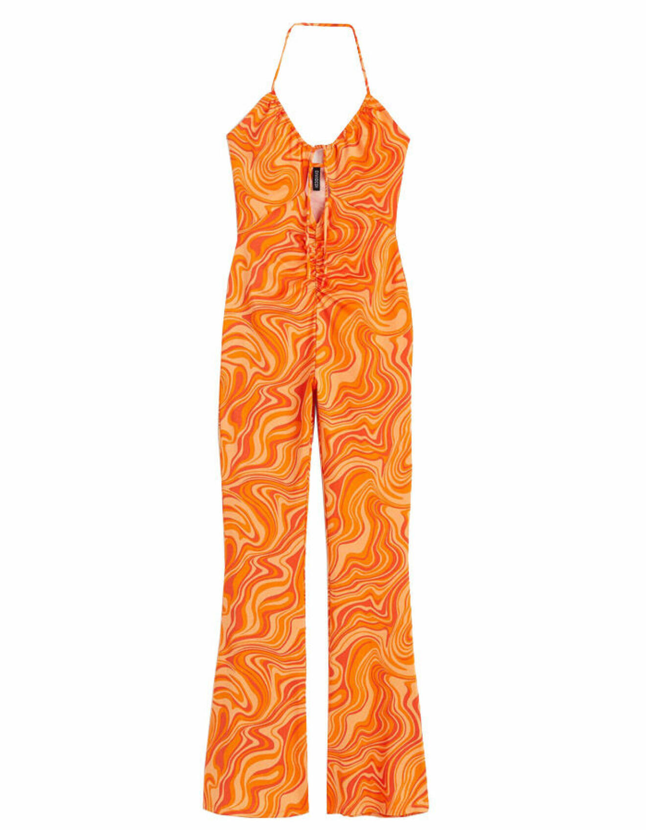 Halloween kläder dam – 70-talskläder orange mönstrad jumpsuit från H&amp;M