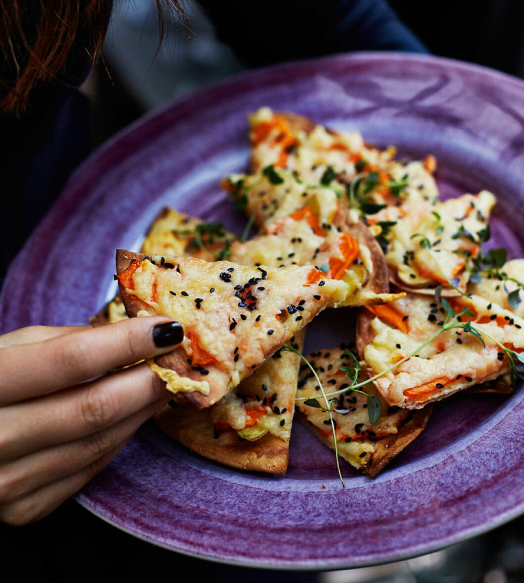 Pumpapizza med västerbottenost.