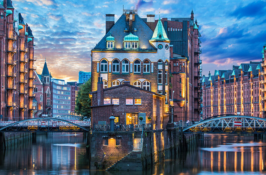 Vacker vy av Hamburg, Tyskland