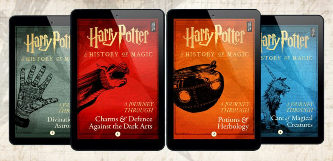 De fyra nya e-böckerna om Harry Potters magiska värld. De fyra nya e-böckerna om Harry Potters magiska värld.