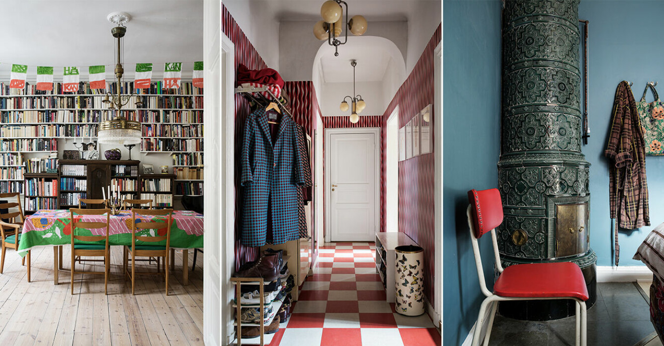 I lägenheten på Södermalm blandas mönster, färger och former