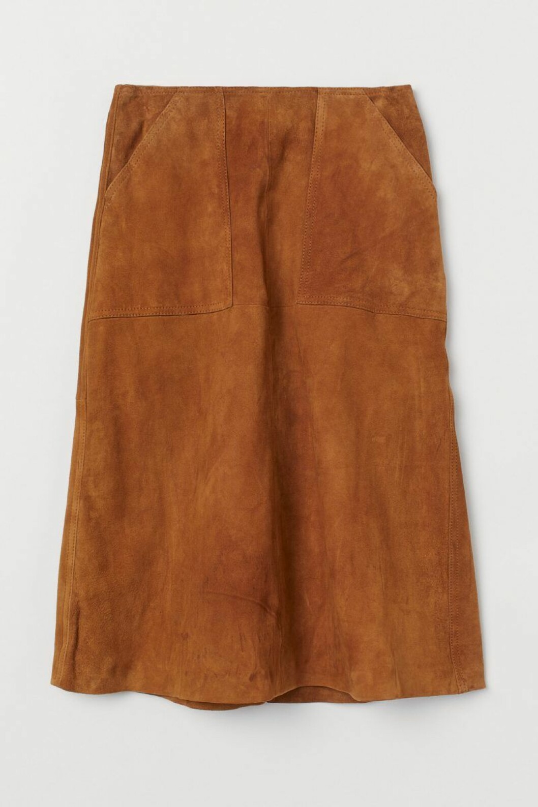 Midikjol med högmidja i 100 % mocka från H&M.