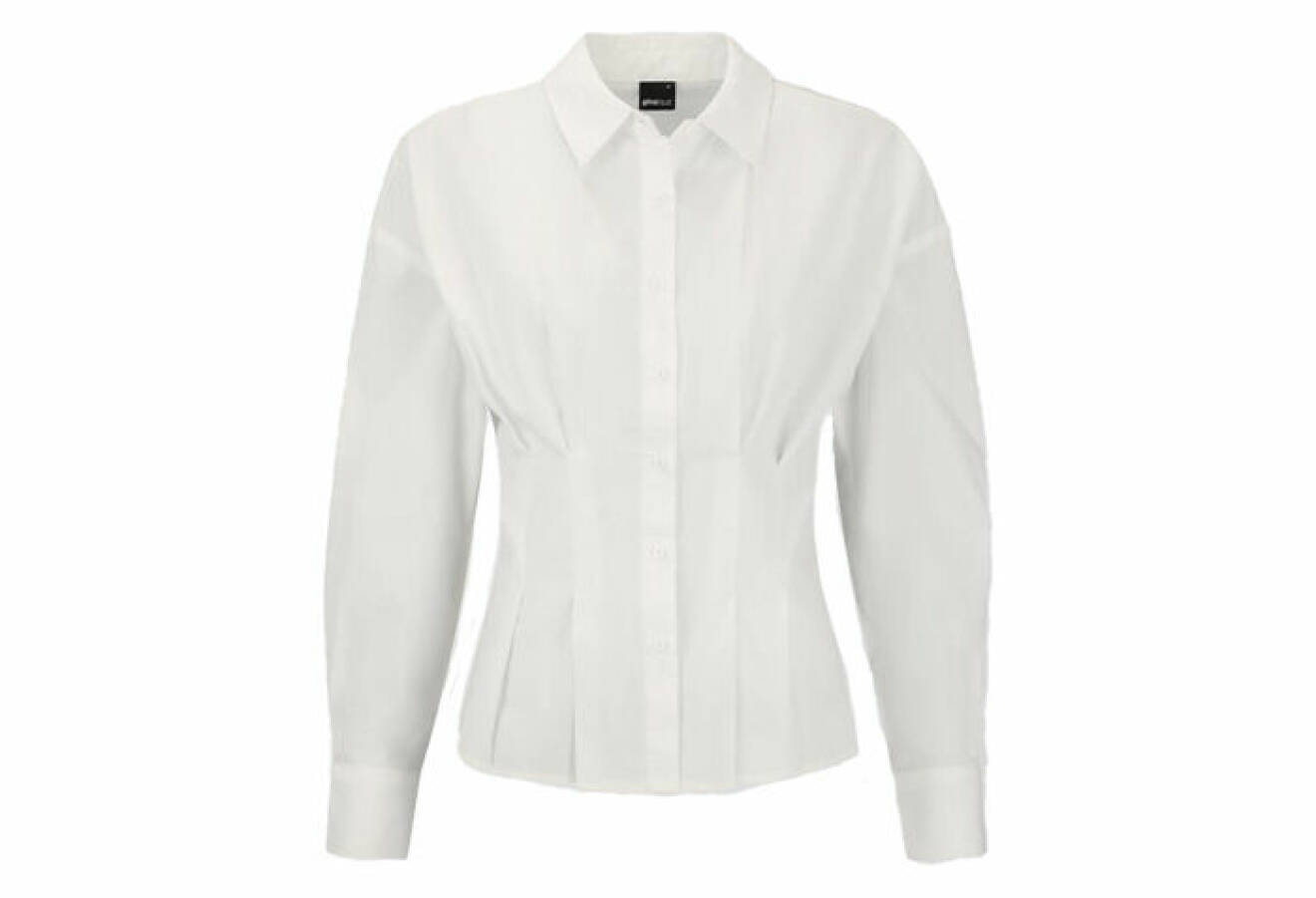 vit skjorta med figursydd midja gjord i bomullspoplin från Gina Tricot