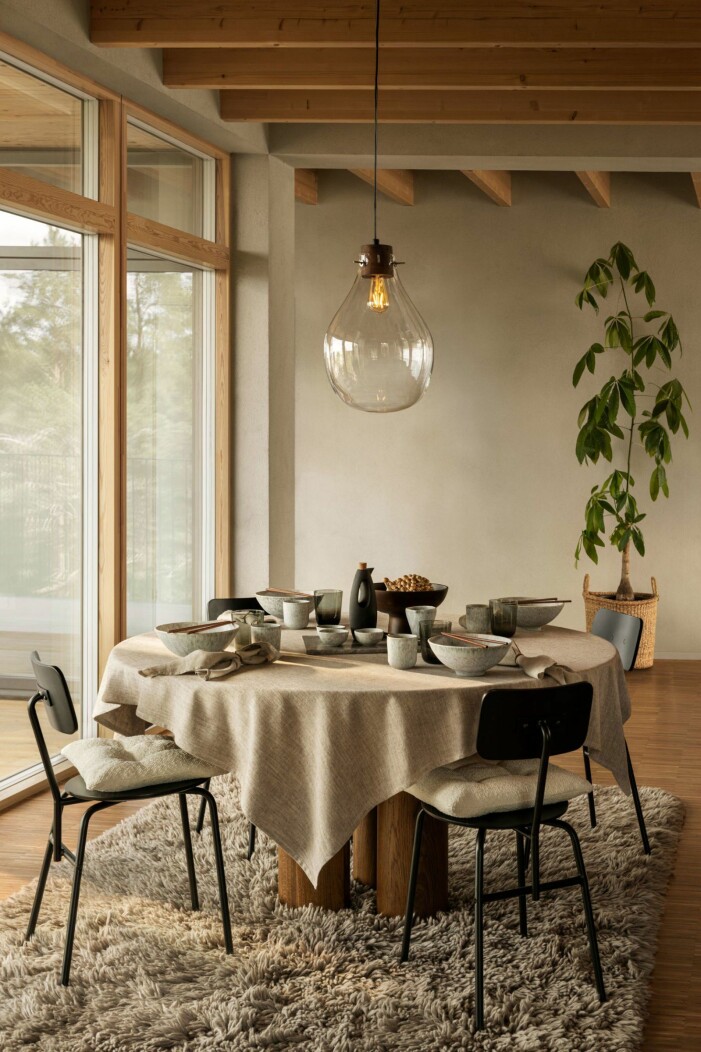 Ju fluffigare desto bättre! Hösten 2021 låter vi mattan leva sitt eget liv, utan att avvika från säsongens jordiga färgpalett. Foto: H&M Home. Så inreder du med höstens inredningstrender 2021