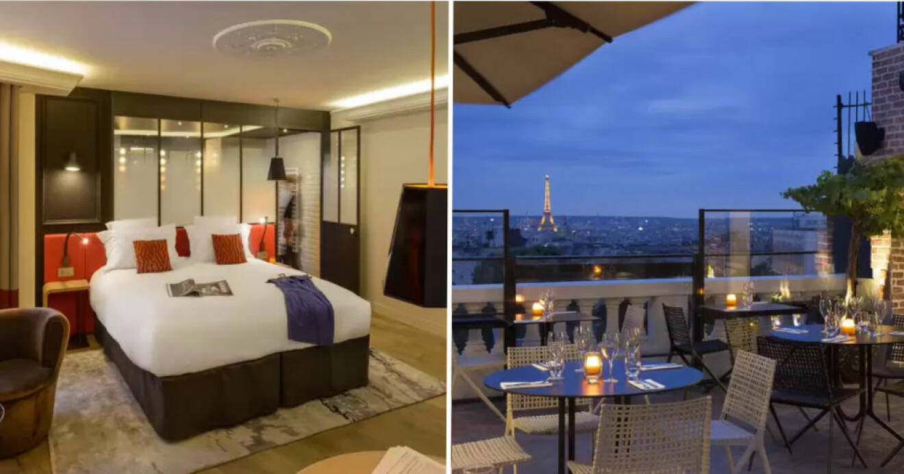 4-stjärnigt hotell Hotel Terrass Montmartre med utsikt över eiffeltornet i paris
