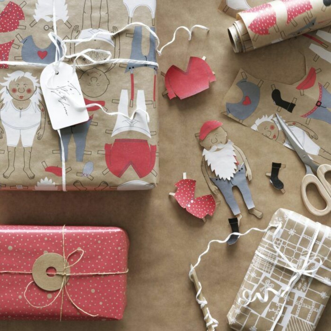 Kreativt julklappspapper som kan återanvändas från Ikea