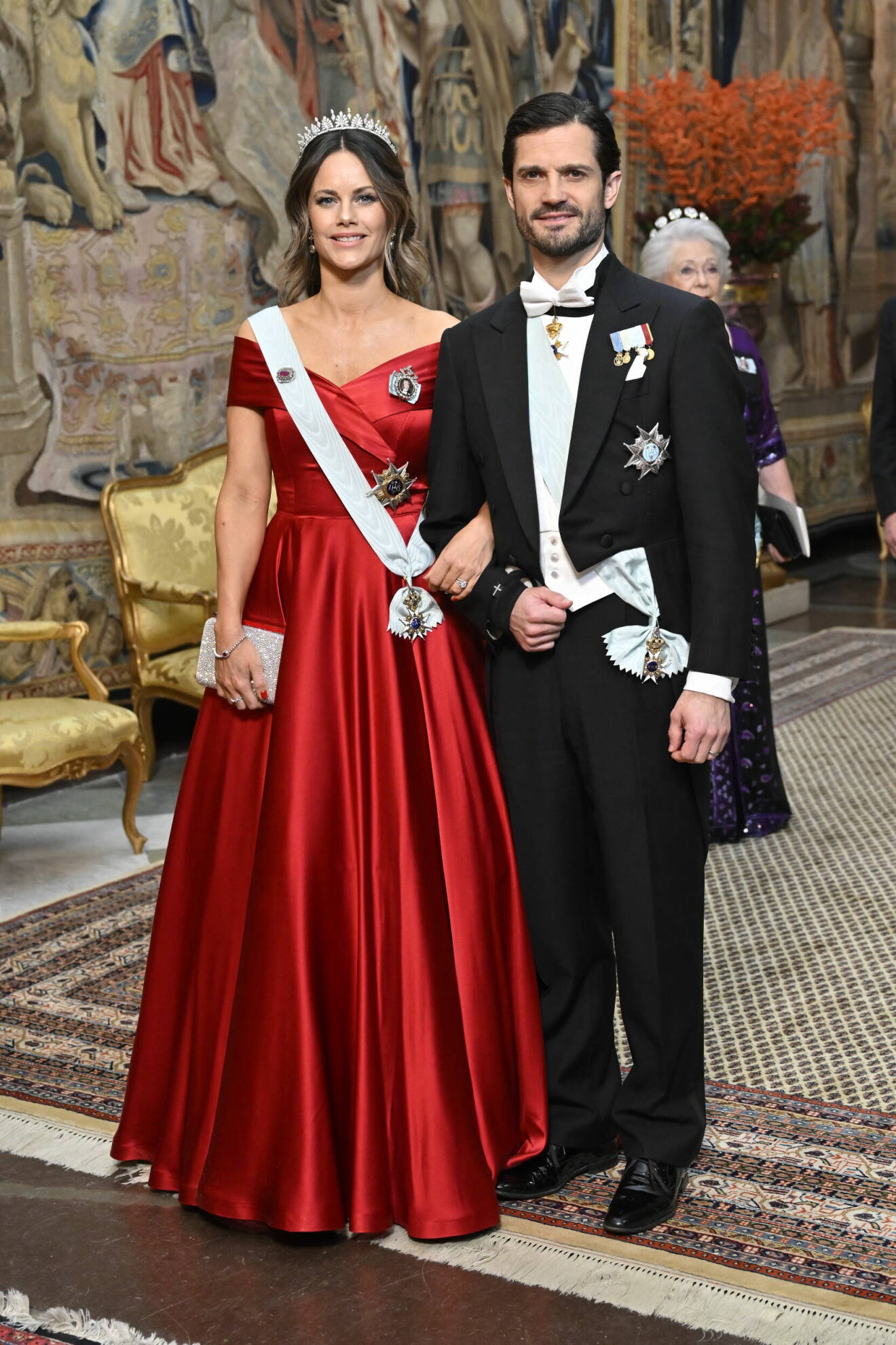 Prinsessan Sofia och prins Carl Philip vid kungens middag för Nobelpristagarna.