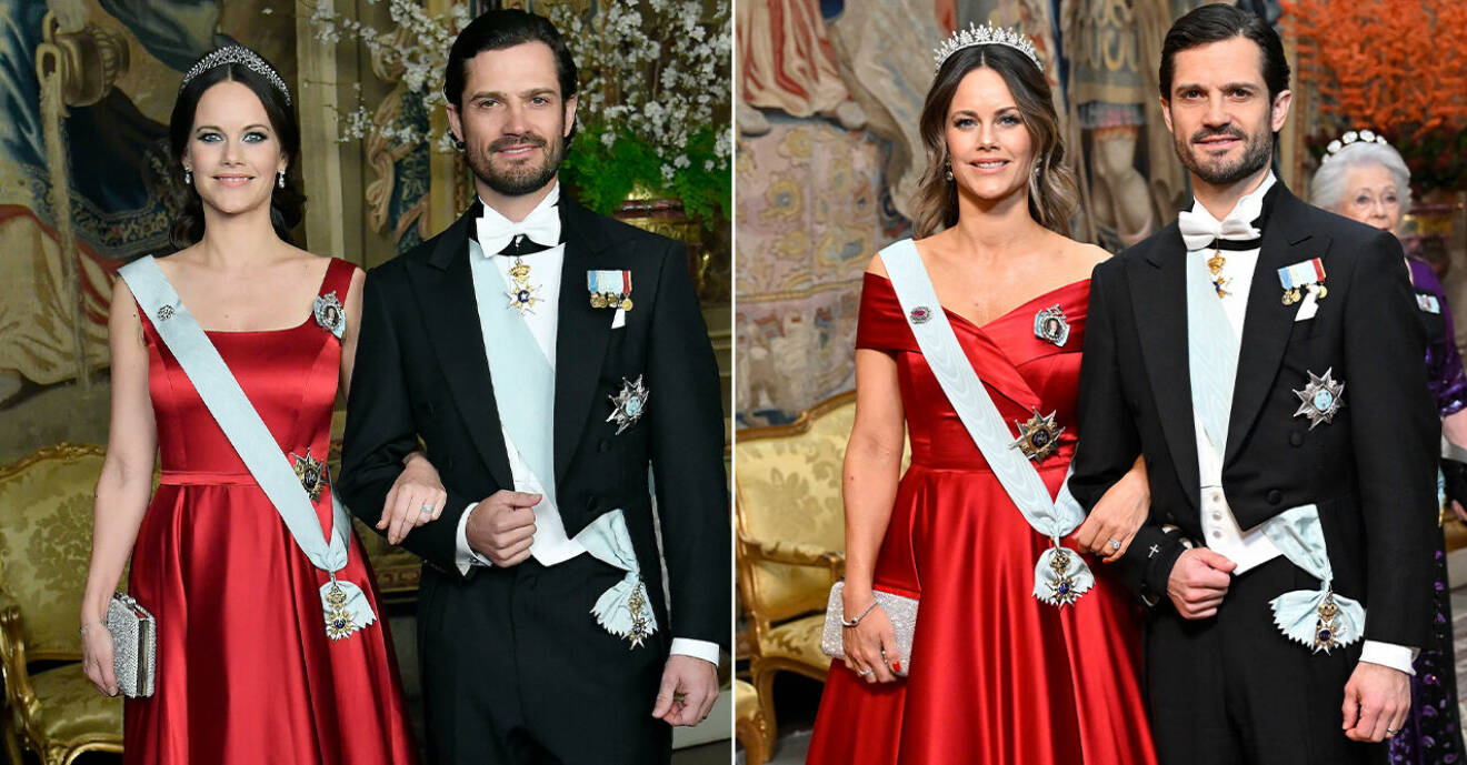 Prinsessan Sofia återanvände sin röda galaklänning på Kungens middag för Nobelpristagarna