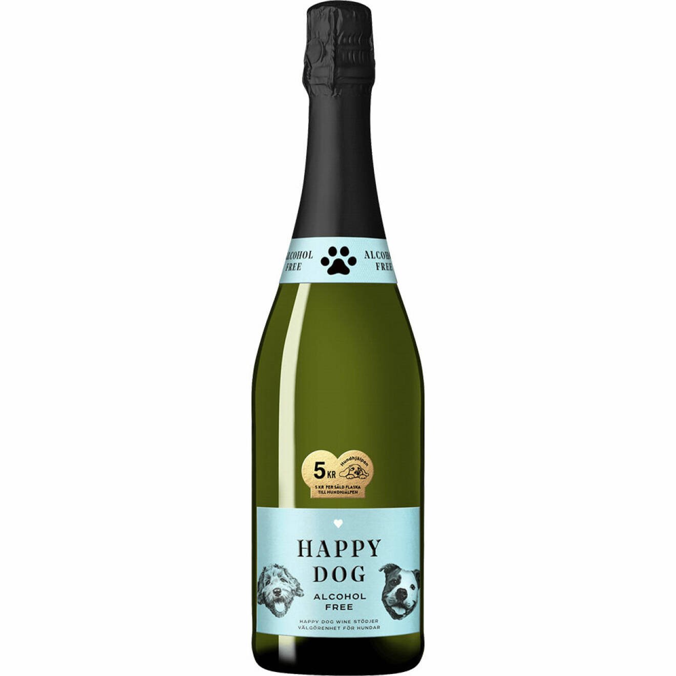 Happy Dog Sparkling Non Alcoholic (1991), Spanien, 750 ml, 0,2 % vol, 69 kr.