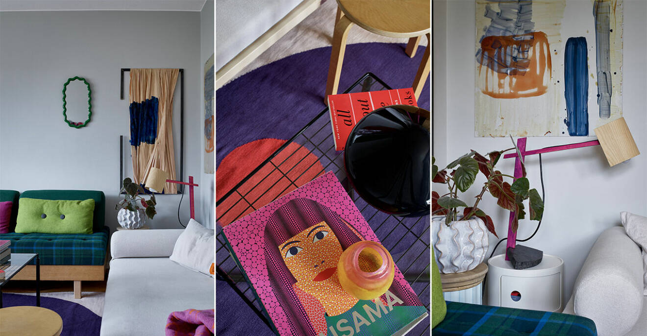 Ta en titt i konstnärens färgstarka och moderna hem på Lidingö
