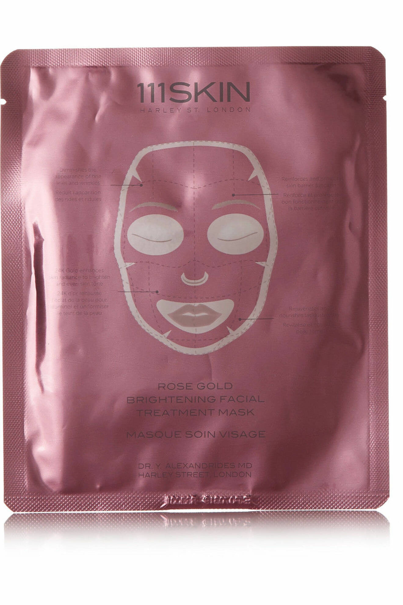 Ansiktsmask med 24k guld. Rose Gold Brightening Facial Treatment Mask från 111 Skin.