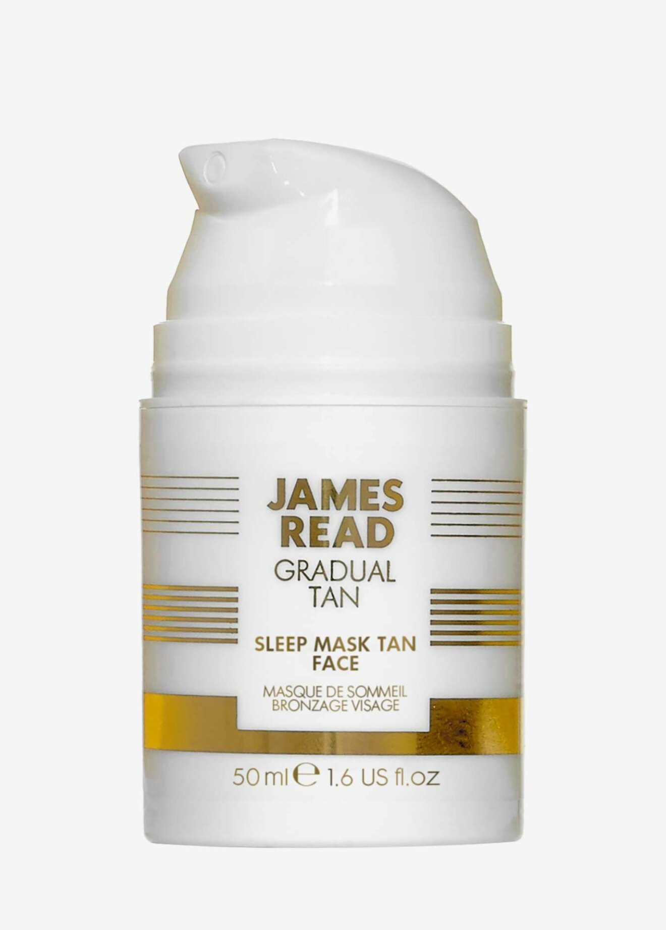 James Read Sleep mask tan face