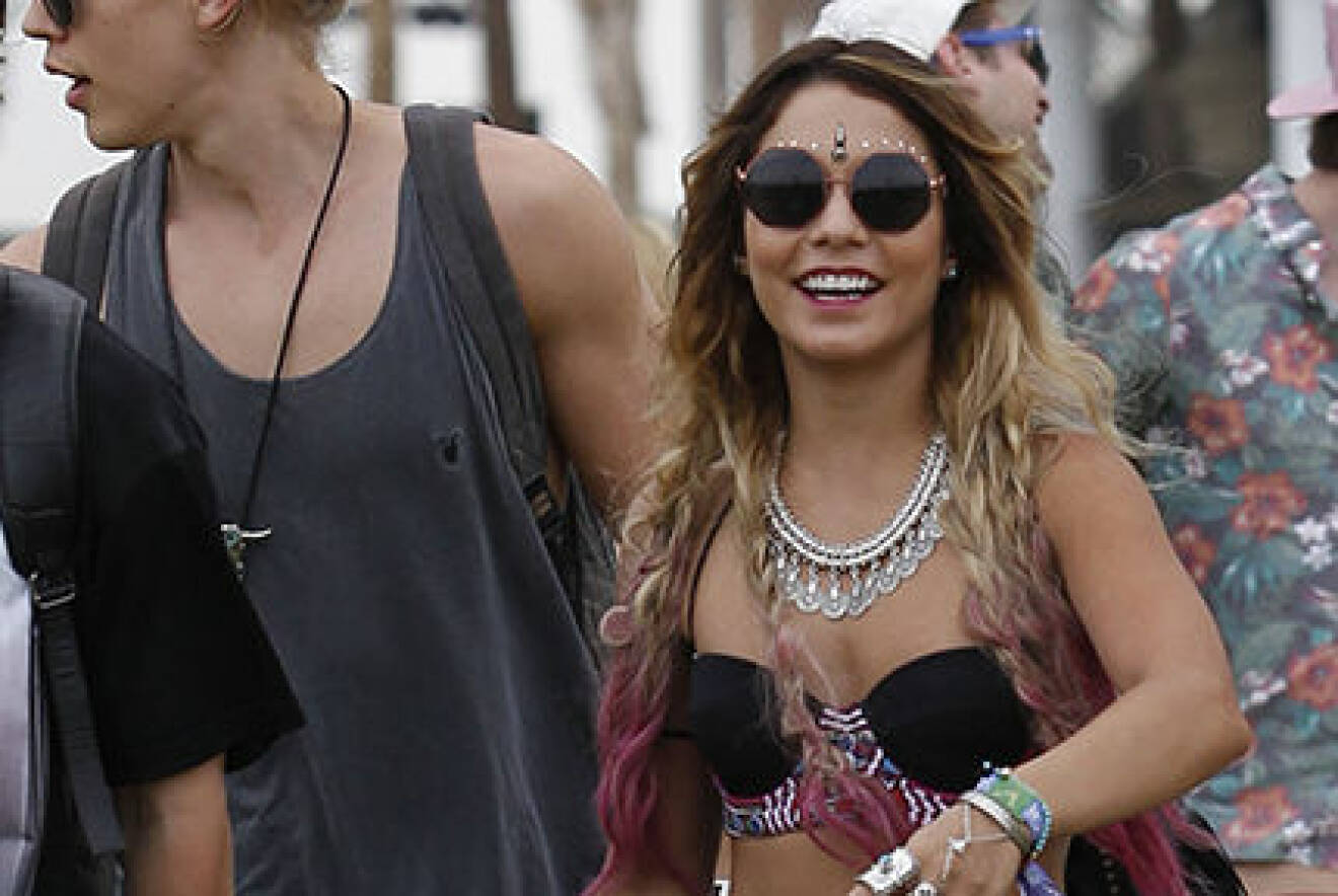 Hippie chic Vanessa Hudgens and boyfriend Austin Butler attend day one of weekend two of the Coachella Music Festival in Indio