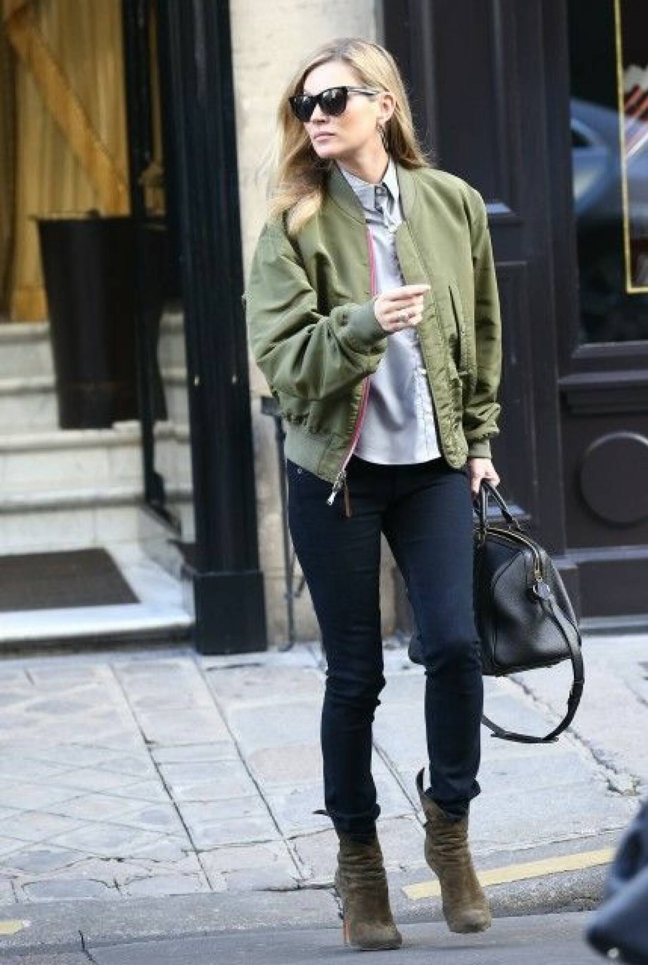 Kate Moss seen doing some shopping at Colette and Louis Vuitton