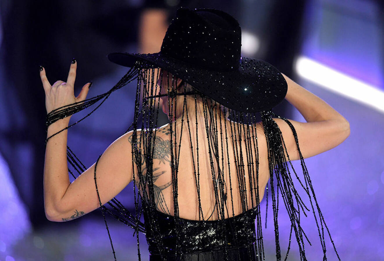 Lady Gaga performing on the catwalk