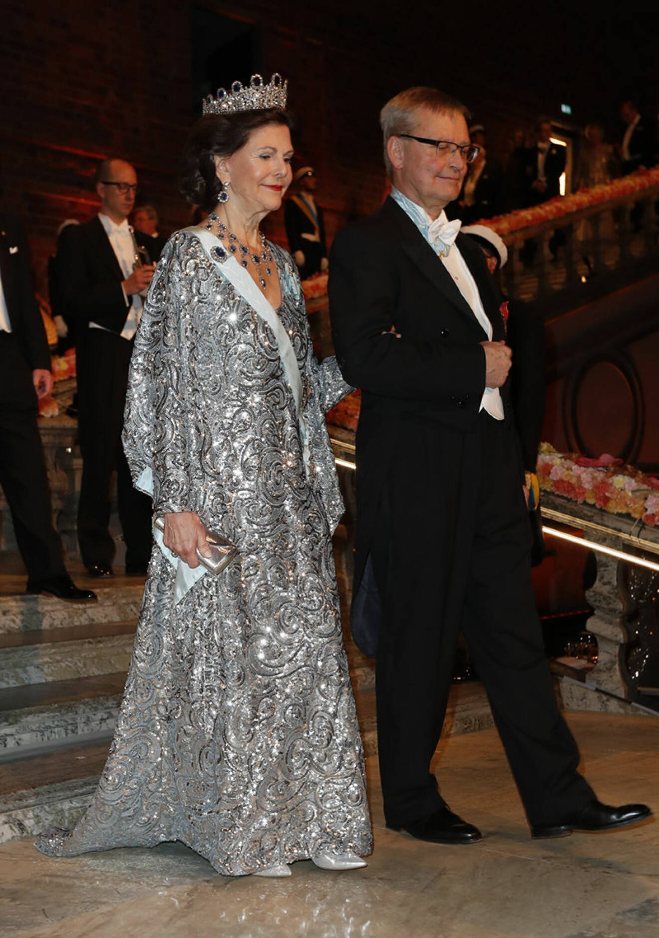 6849521 STOCKHOLM 2016-12-10. The Nobel Prize 2016. The Nobel Banquet held in the Blue Hall of the Stockholm City Hall. Picture shows: Queen Silvia of Sweden. COPYRIGHT STELLA PICTURES