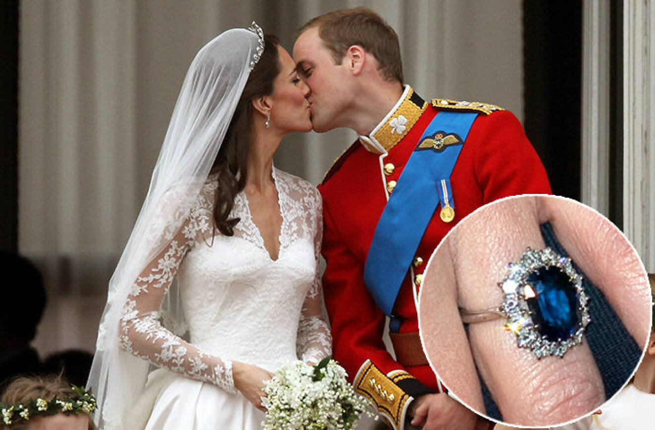Prins William friade till Kate Middletons med prinsessan Dianas gamla förlovningsring. 