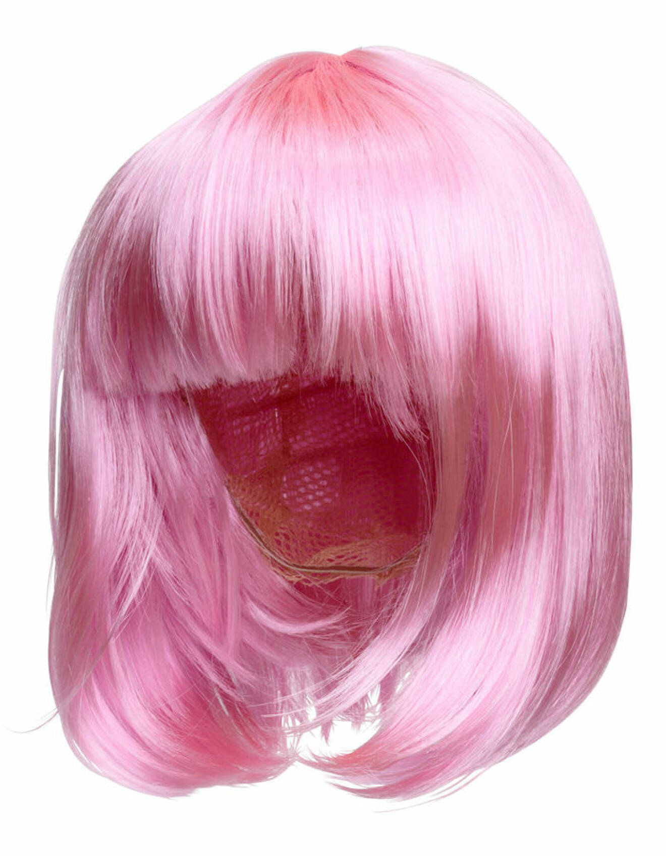 Rosa peruk med lugg från H&M.