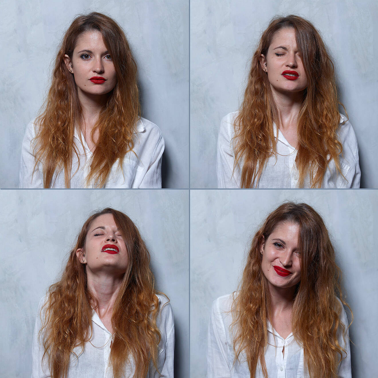 Kvinna som får orgasm i fotoprojekt av Marcos Alberti, rött hår. 