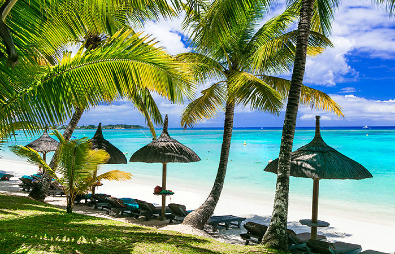 Mauritius har vita stränder och klart vatten. 
