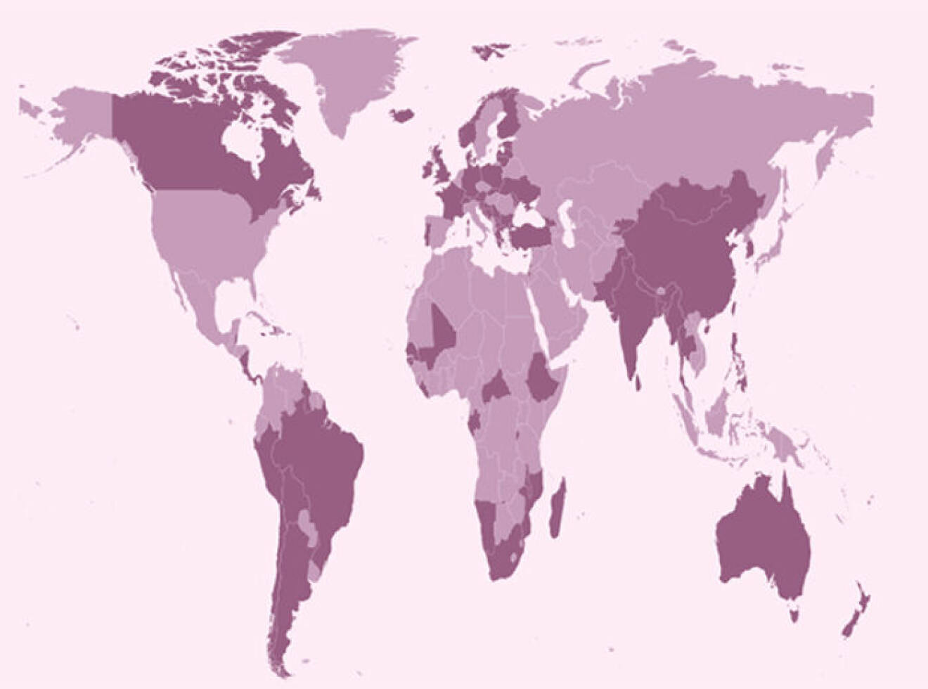 Länderna som haft en kvinnlig ledare på kartan.