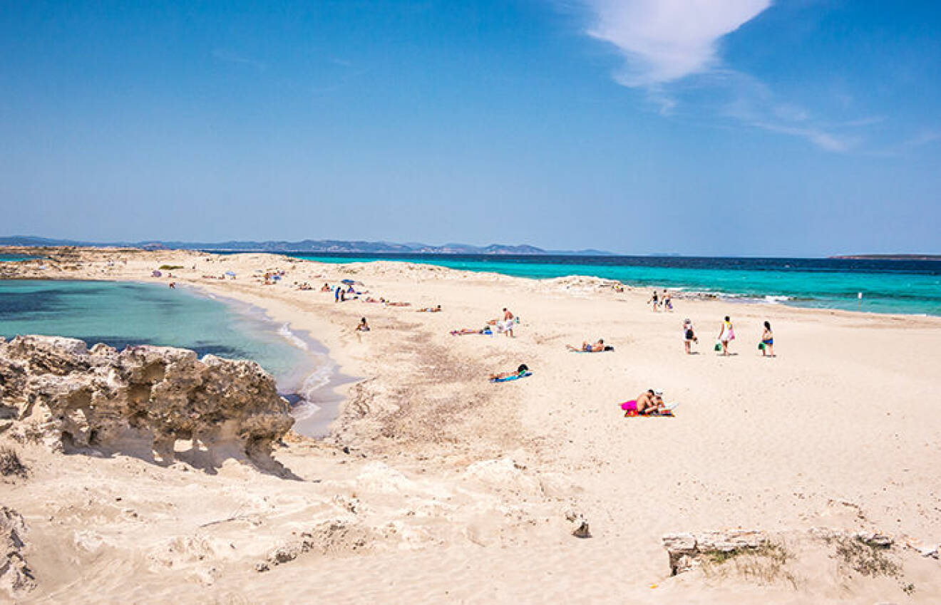 Playa de Ses Illetes, Formentera, Balearerna.