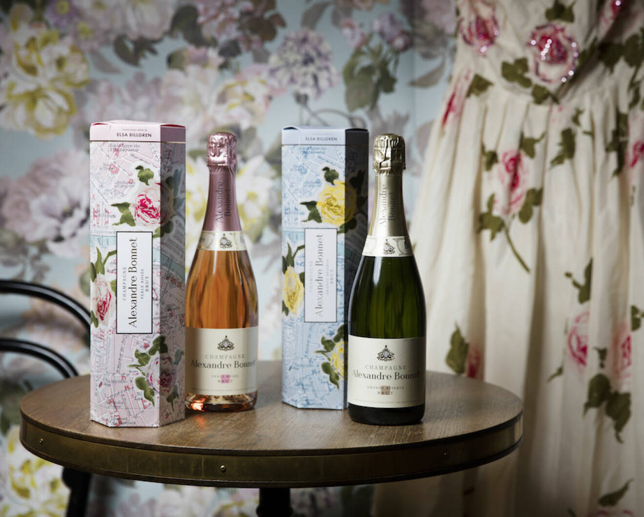 champagnehuset Alexandre Bonnet med en svensk modeprofil för att skapa en limiterad presentförpackning till deras champagne.