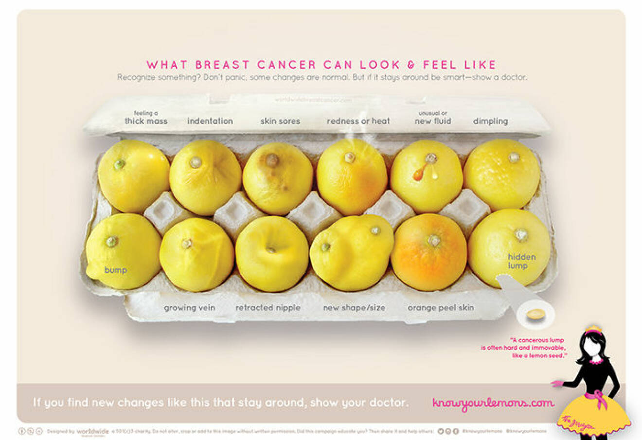 Know your lemons är en kampanj som ska lyfta fram symptom kring bröstcancer. 