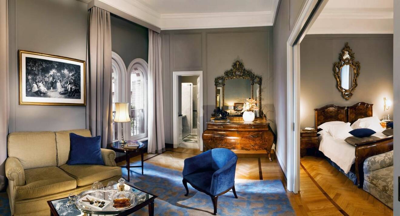 Överdådigt rum på lyxiga Grand Hotel et de Milano