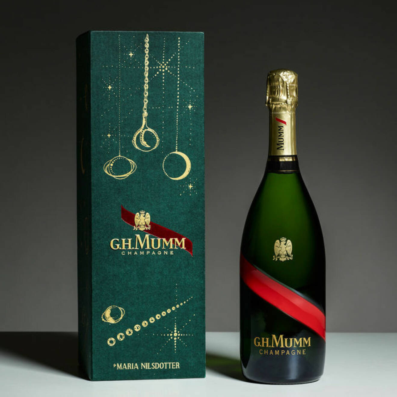 Maria Nilsdotters champagneförpackning för Mumm Grand Cordon.
