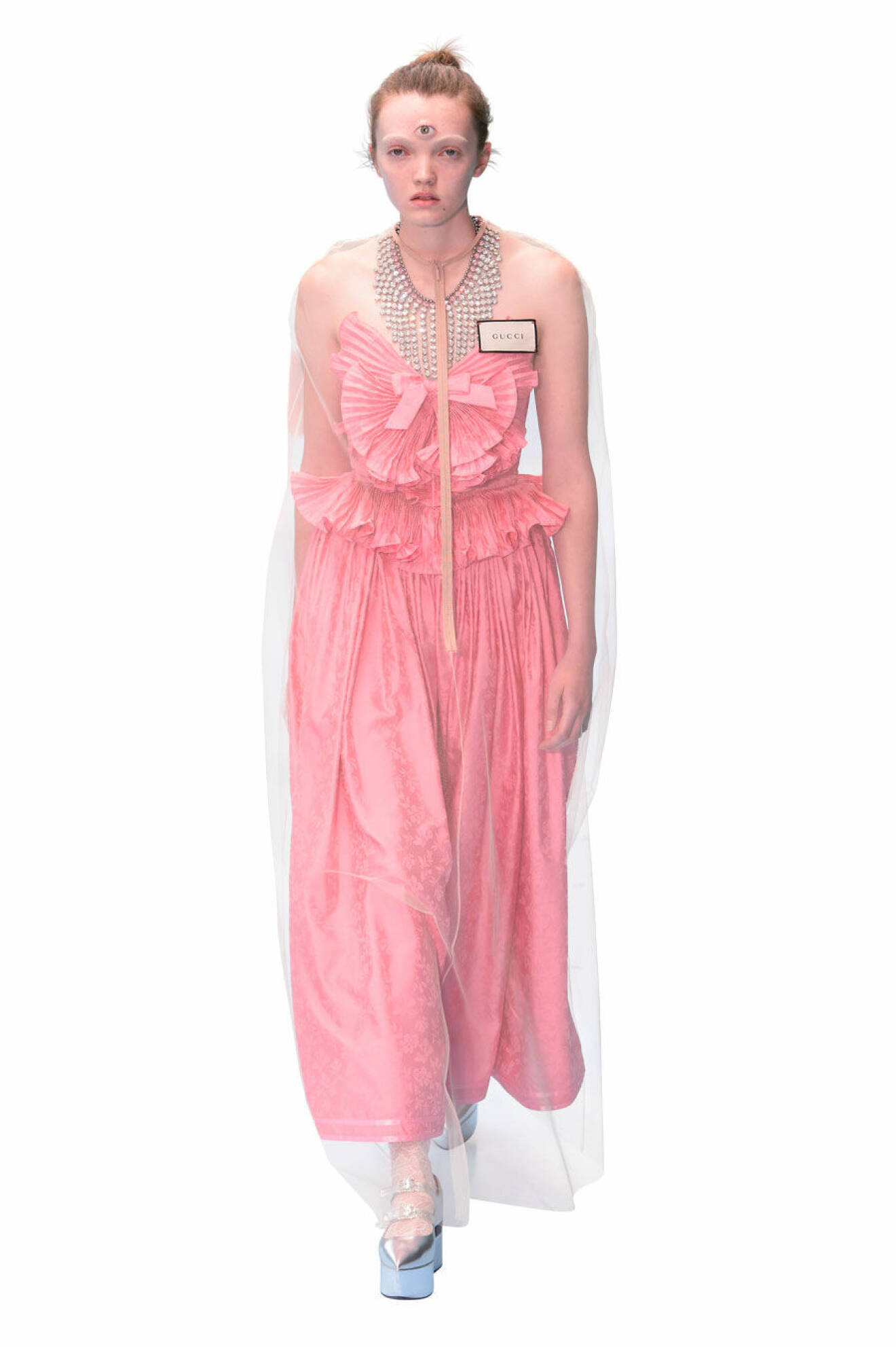 Ljusrosa tyllklänning från Gucci