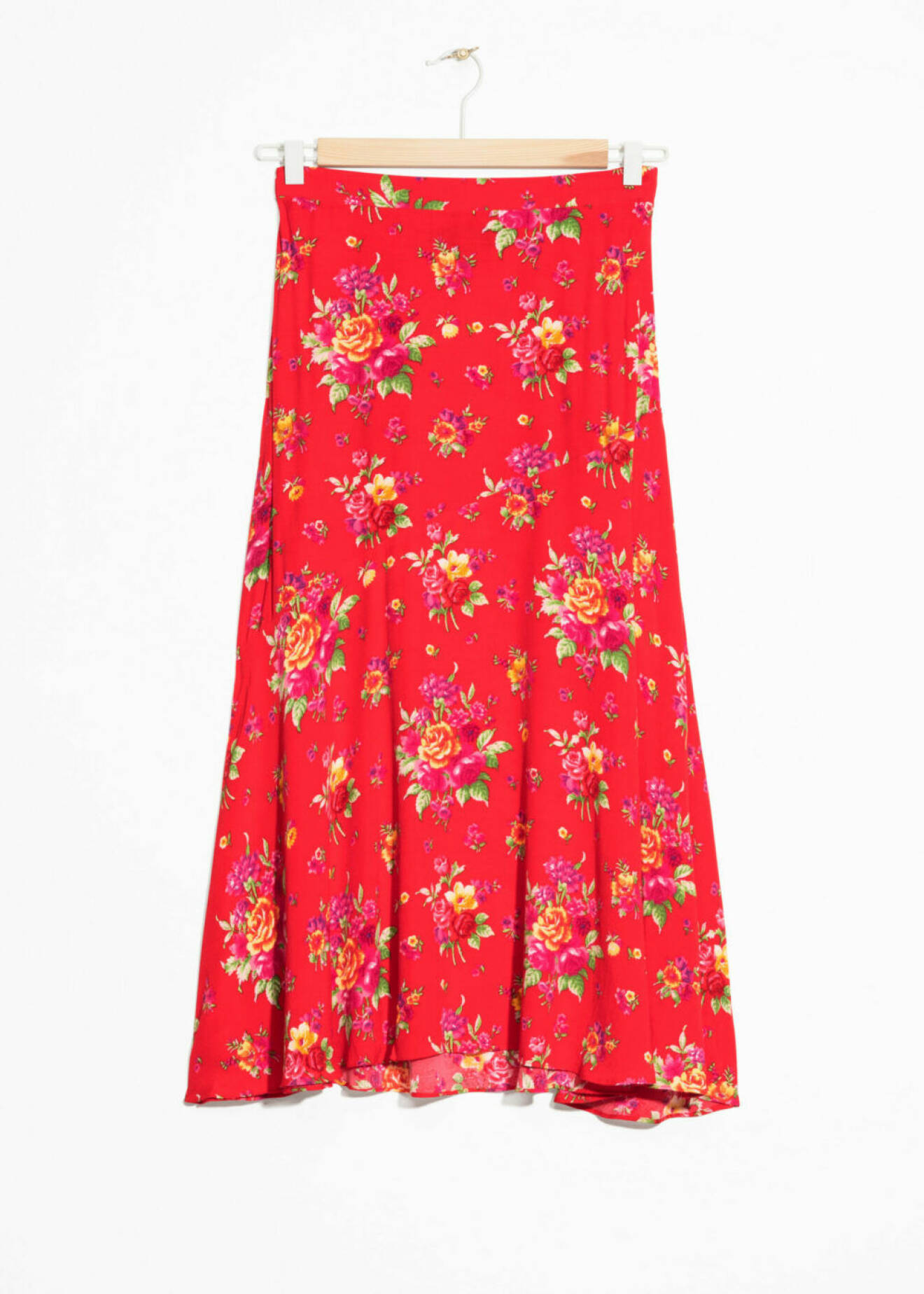 Blommig röd kjol