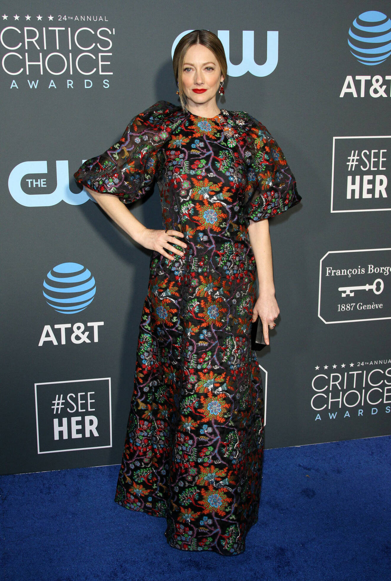 Judy Greer på röda mattan på Critics Choice Awards 2019