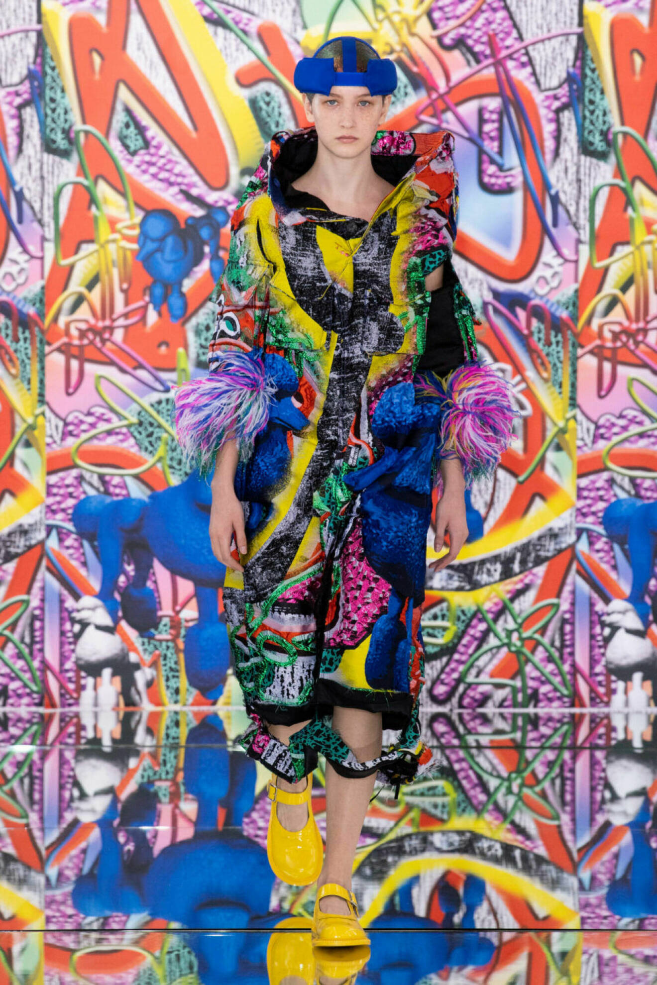 Multifärgade plagg på Maison Margielas SS19–visning på Couture Week i Paris