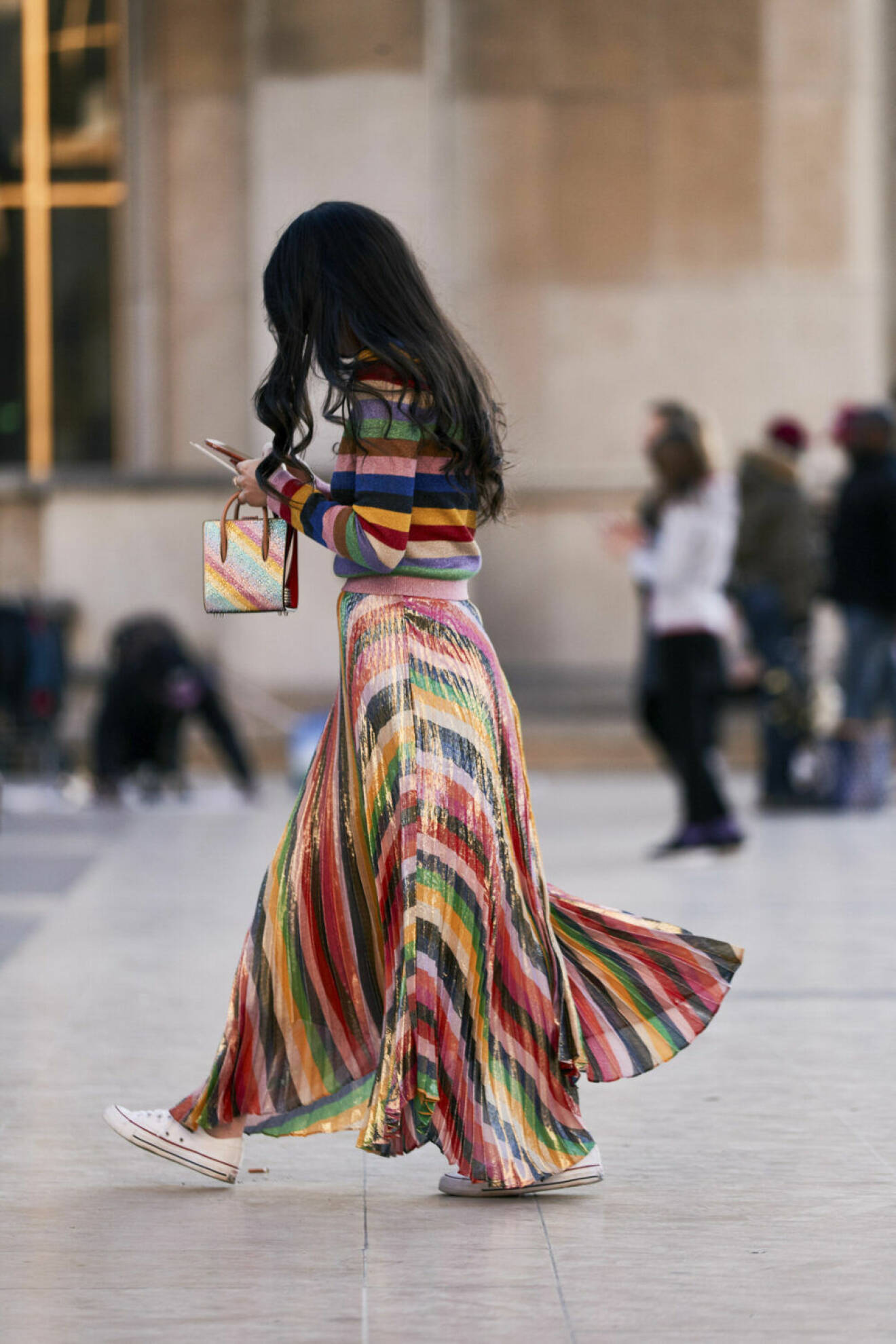 Plisserad kjol på Paris Fashion Week.