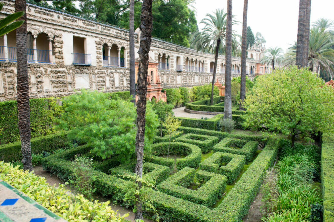 En bild på trädgårdarna i Alcázar de Sevilla, där Game of Thrones spelats in.
