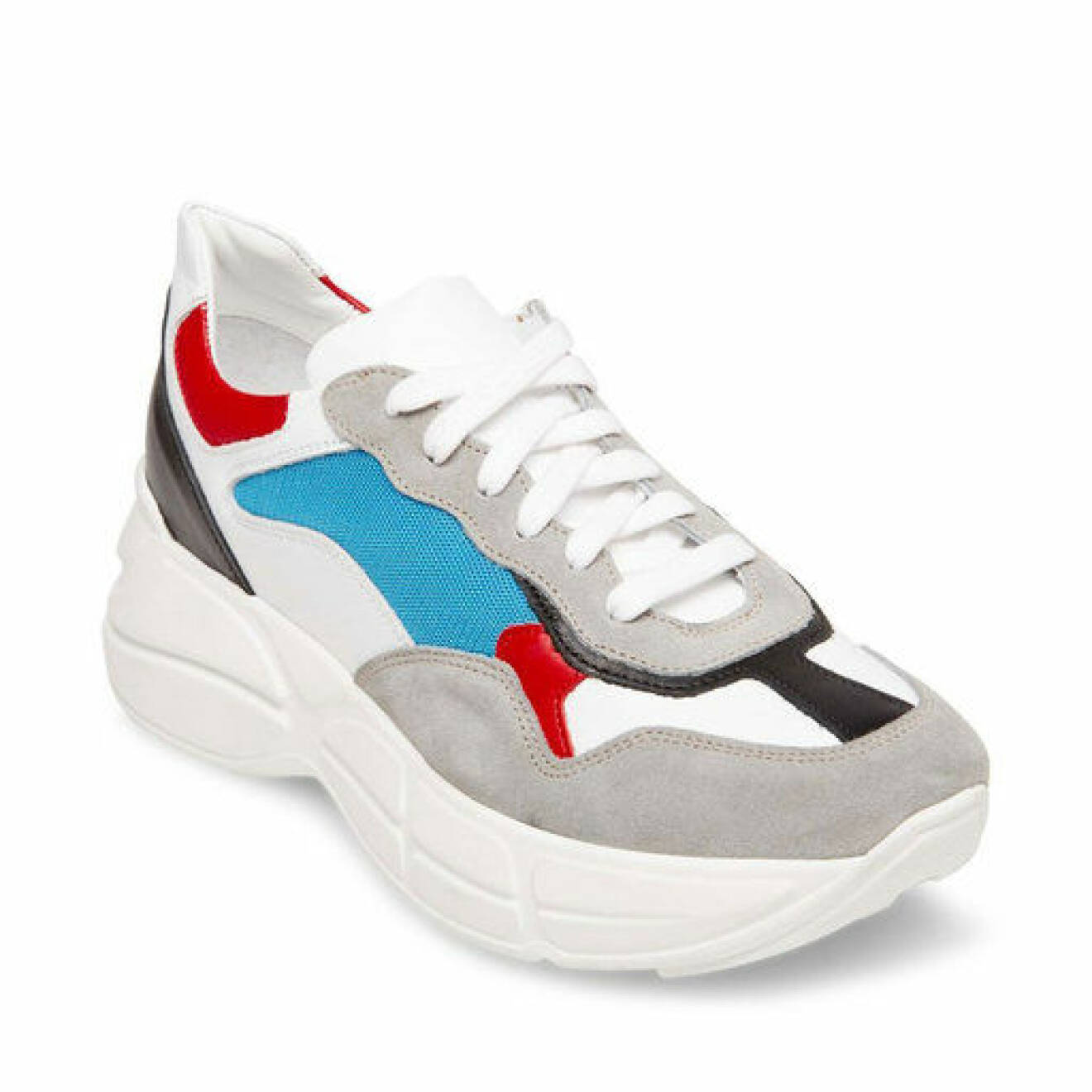 Gråa sneakers med detaljer i svart, blått och rött från Steve Madden.