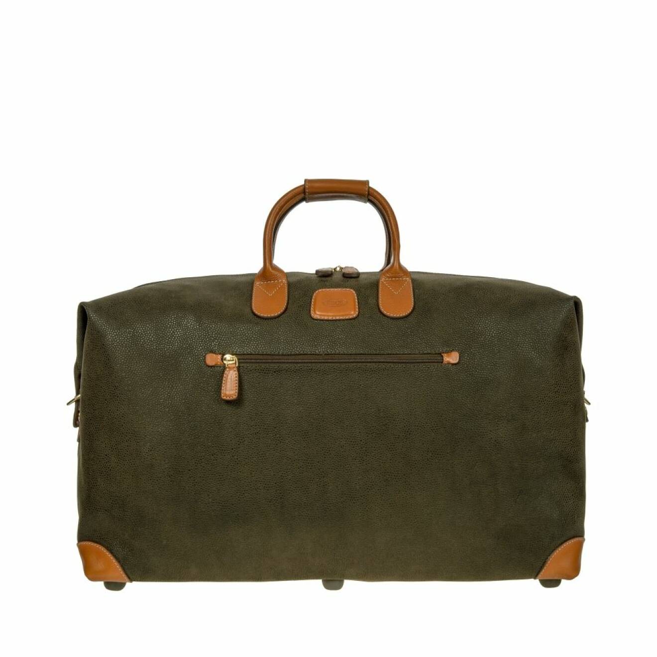 Grön weekendbag i bomull- och viscoseblandning med detaljer i skinn av en rymlig modell från Brics.