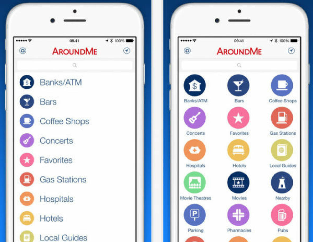 Med appen AroundMe kan du få hjälp att hitta närmaste restaurang, bar och sjukhus. 
