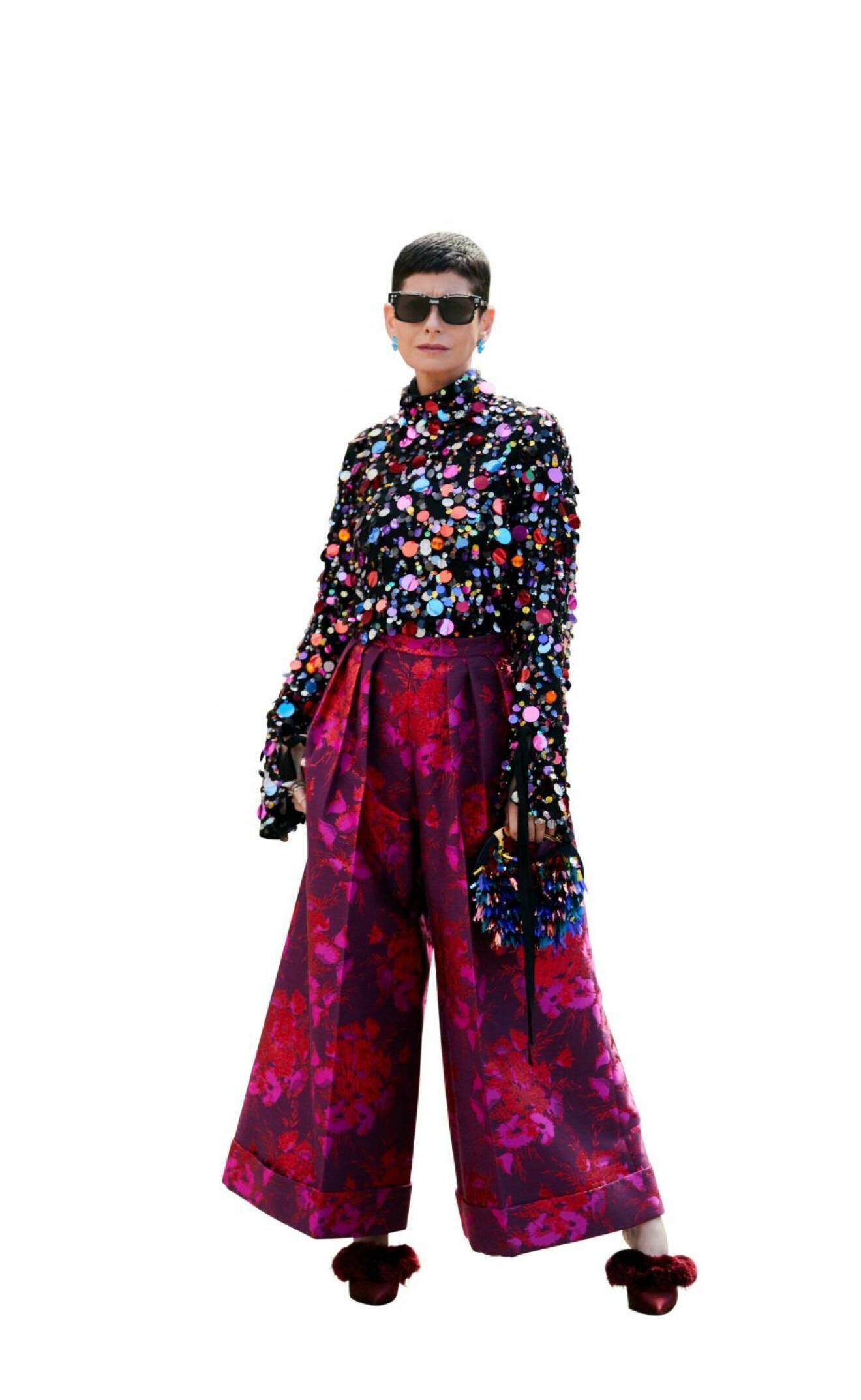 Stylinginspiration från Londons modevecka, blommig blus och byxor