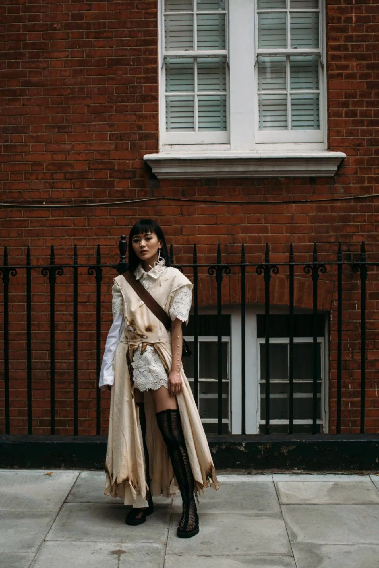 Streetstyle från London Fashion Week, beige outfit