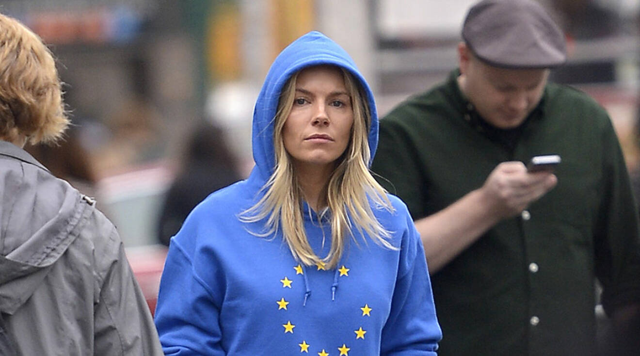 Sienna Miller tar ställning med EU-hoodie | ELLE