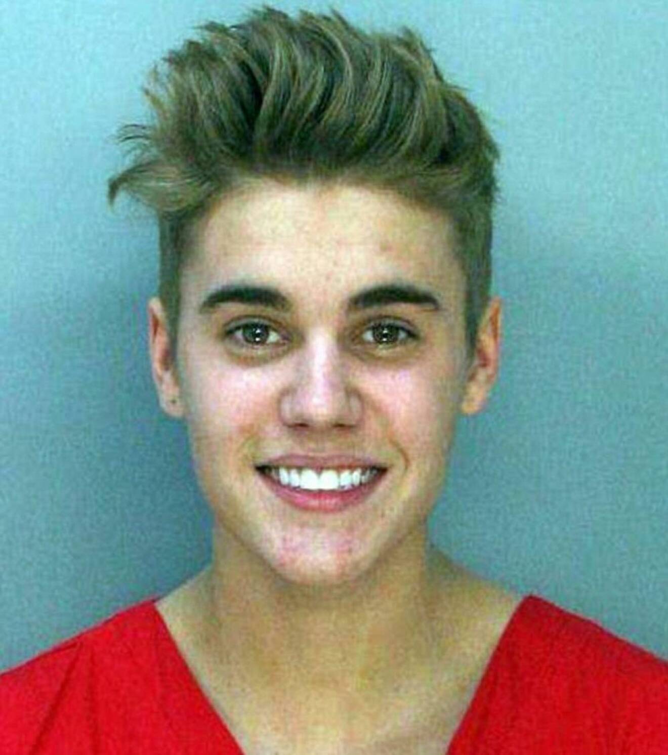 Justin Bieber när han greps av polisen i Miami. 