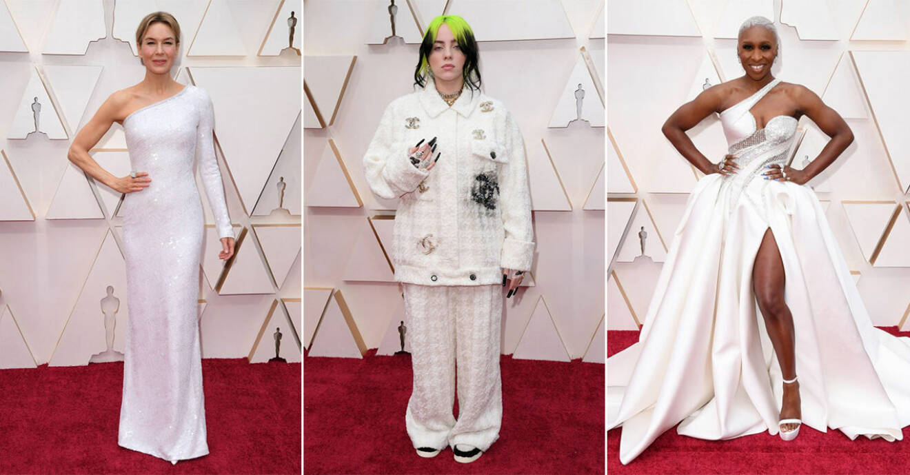 Modetrender Oscarsgalan 2020 vitt och enaxlat
