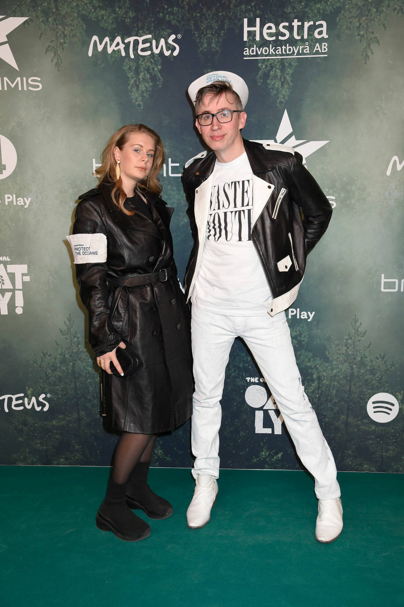 Molly Nutley och Fredrik Strage på röda mattan på Grammisgalan 2020